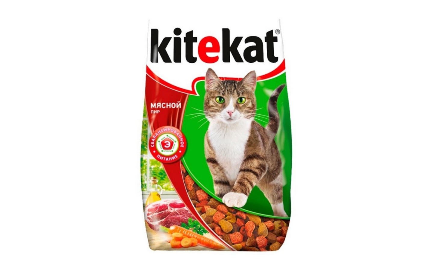 Kitekat (Китекат) сухой корм для кошек Мясной пир (разв.) 15кг – купить в  интернет зоомагазине РыжийКот56.рф